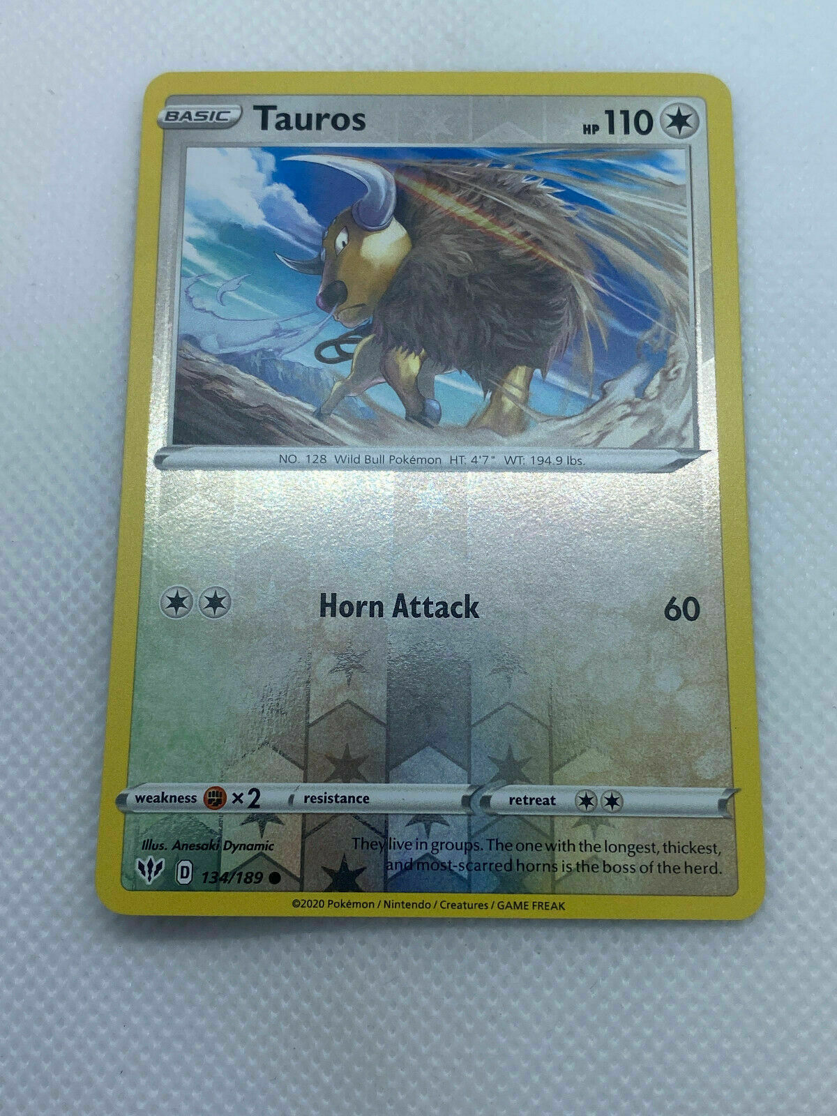 Pokémon Sword & Shield Darkness Ablaze Reverse HOLO Common Tauros