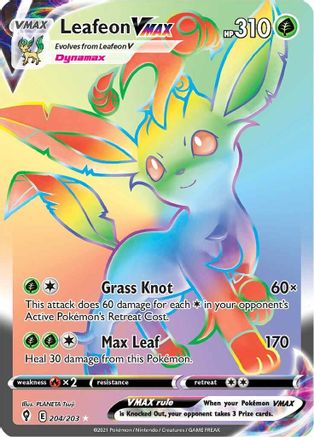 Leafeon VMAX (Secret) 204/203 - SWSH07 Evolving Skies Holofoil