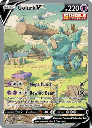 Golurk V (Alternate Full Art) 182/203 - SWSH07 Evolving Skies Holofoil