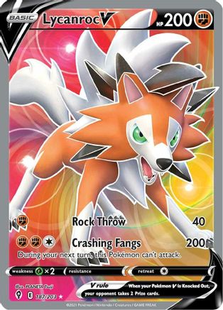 Lycanroc V (Full Art) 187/203 - SWSH07 Evolving Skies Holofoil