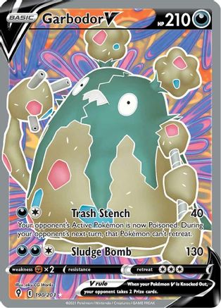 Garbodor V (Full Art) 190/203 - SWSH07 Evolving Skies Holofoil