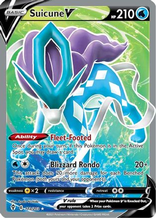 Suicune V (Full Art) 173/203 - SWSH07 Evolving Skies Holofoil