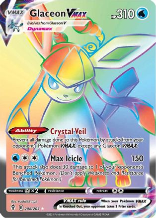 Glaceon VMAX (Secret) 208/203 - SWSH07 Evolving Skies Holofoil