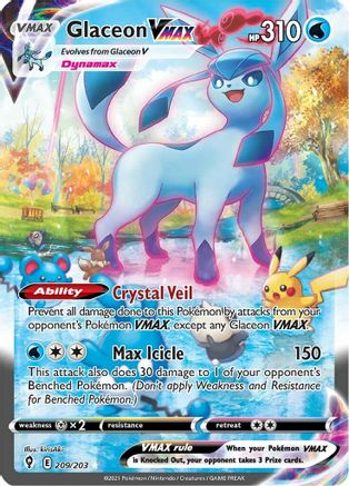 Glaceon VMAX (Alternate Art Secret) 209/203 - SWSH07 Evolving Skies Holofoil