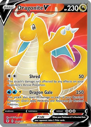 Dragonite V (Full Art) 191/203 - SWSH07 Evolving Skies Holofoil