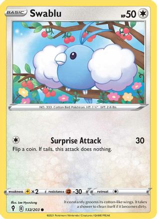 Swablu 132/203 - SWSH07 Evolving Skies Reverse Holofoil