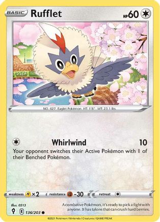 Rufflet 136/203 - SWSH07 Evolving Skies Reverse Holofoil