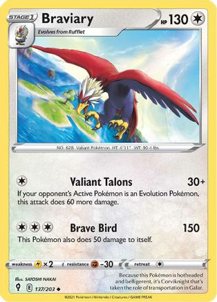 Braviary 137/203 - SWSH07 Evolving Skies Reverse Holofoil