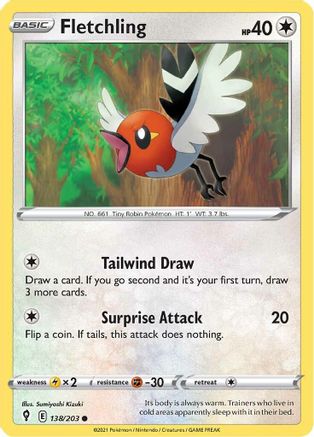 Fletchling 138/203 - SWSH07 Evolving Skies