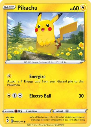 Pikachu 49/203 - SWSH07 Evolving Skies Reverse Holofoil