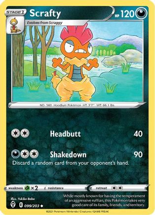 Scrafty 99/203 - SWSH07 Evolving Skies Reverse Holofoil