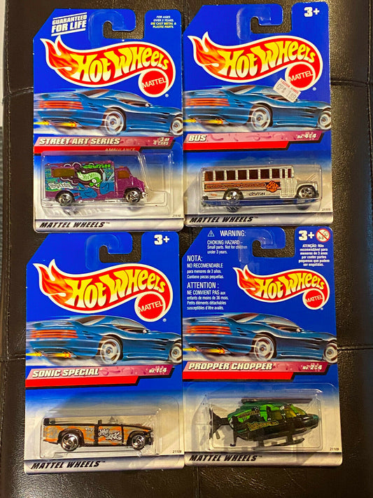 1999 Hot Wheels Street Art Series Full Set of 4 International Cards NIP VHTF