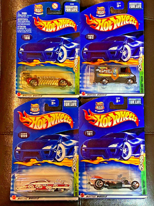 2002 Hot Wheels Grave Rave Full Set of 4 Collector #099,#100,#101,#102 NIP