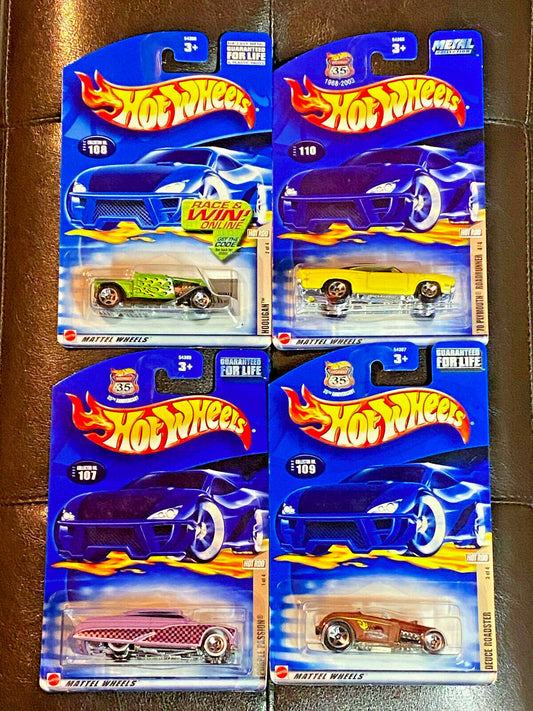 2002 Hot Wheels Hot Rod Series Full Set of 4 Collector #107,108,109,110 NIP