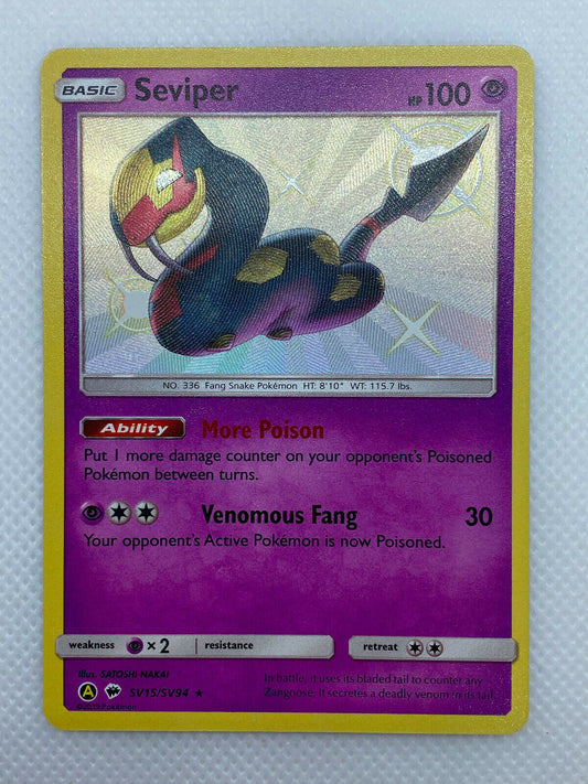 Pokémon Hidden Fates Shiny Vault SV#15/94 Seviper HOLO Rare NM Fresh Pull