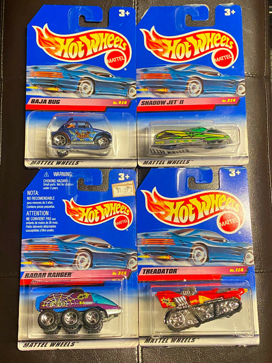 1999 Hot Wheels Buggin' Out Series Full Set of 4 International Cards NIP