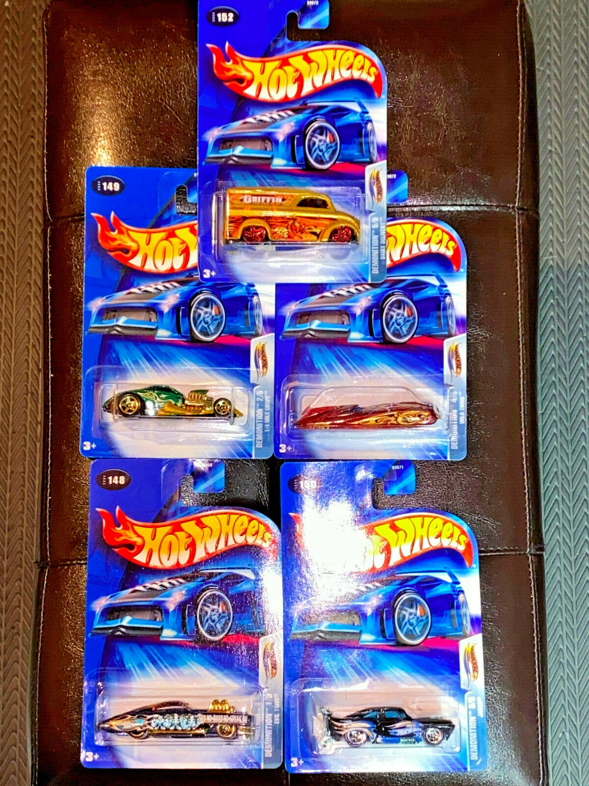 2004 Hot Wheels Demonition Full Set of 5 Vehicles #148,#149,#150,#151,#152 NIP