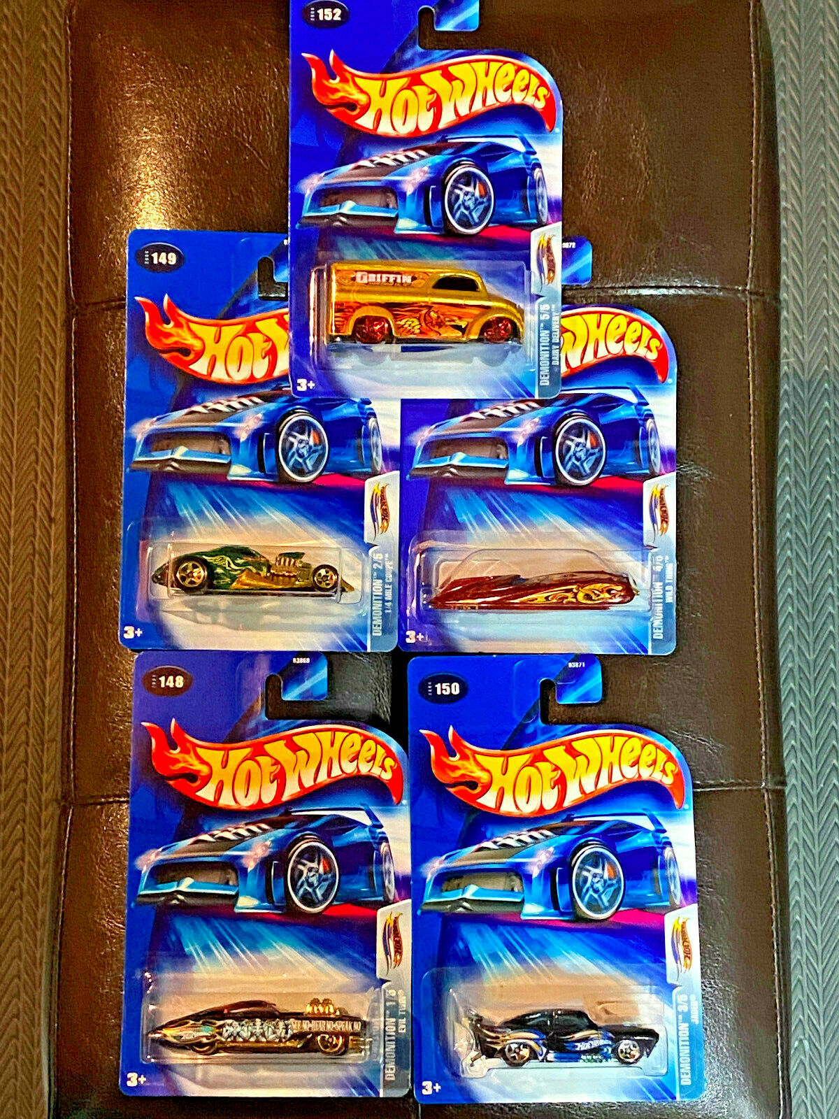 2004 Hot Wheels Demonition Full Set of 5 Vehicles #148,#149,#150,#151,#152 NIP