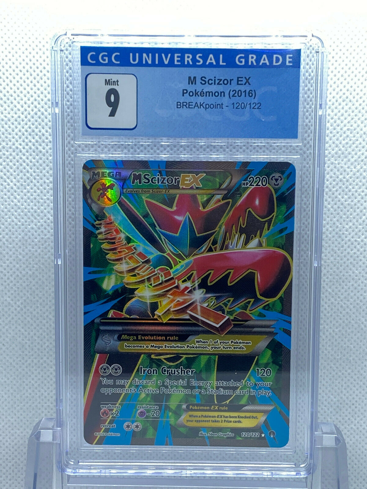 Pokémon (2016) M Scizor EX Full Art XY Breakpoint #120/122 CGC 9 Mint