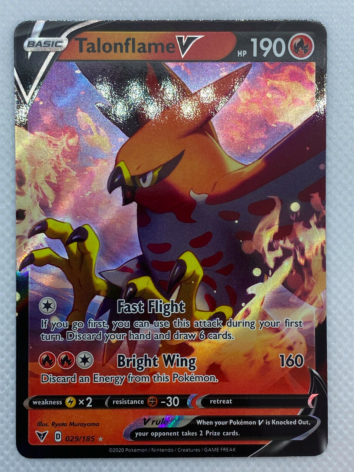 Pokémon Sword & Shield Vivid Voltage Talonflame V HOLO Rare #029/185 NM