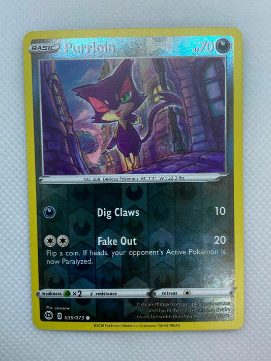 Pokémon Champion's Path Purrloin Reverse HOLO Common #039/073 NM FRESH PULL