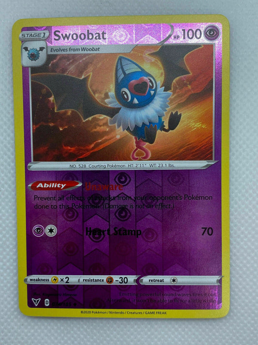 Pokémon Sword & Shield Vivid Voltage Swoobat Reverse HOLO Rare #074/185 NM