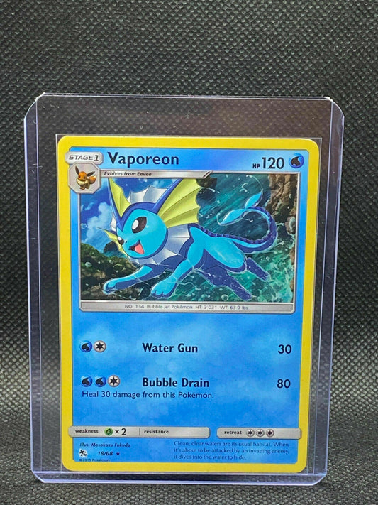 Pokémon Hidden Fates Holo Rare #18/68 Vaporeon Fresh Pack Pull Near Mint