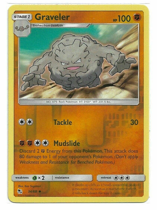 Pokémon Hidden Fates Reverse Holo Uncommon #34/68 Graveler Fresh Pull Near Mint