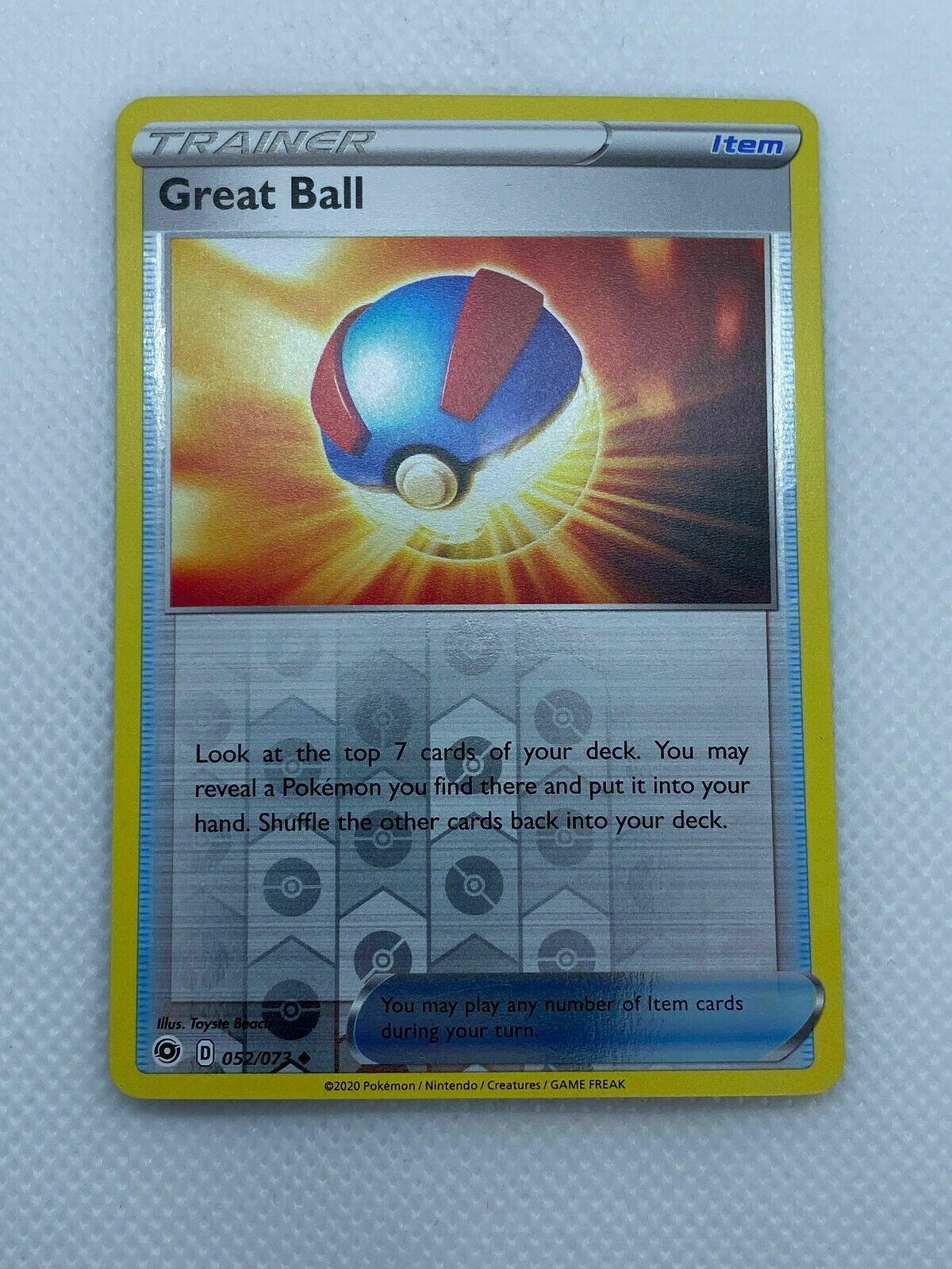 Pokémon Champion's Path Trainer Reverse HOLO Uncommon Great Ball #52/73 NM