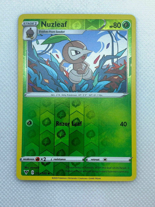 Pokémon Sword & Shield Vivid Voltage Nuzleaf Reverse HOLO Uncommon #011/185 NM