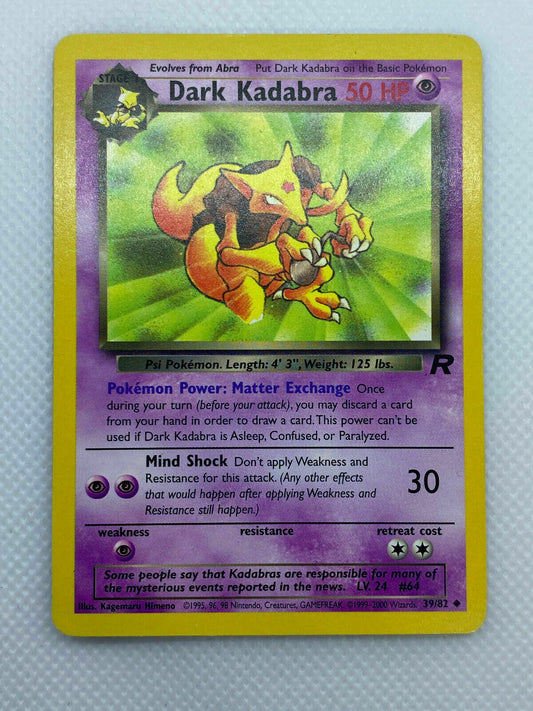 Pokémon Dark Kadabra Team Rocket Uncommon #39/82 WOTC LP