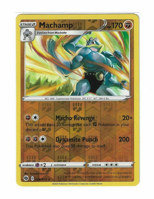 Pokémon Champion's Path Machamp Reverse HOLO Rare #26/73 NM FRESH PULL