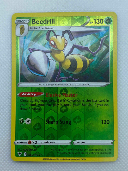 Pokémon Sword & Shield Vivid Voltage Beedrill Reverse HOLO Rare #003/185 NM