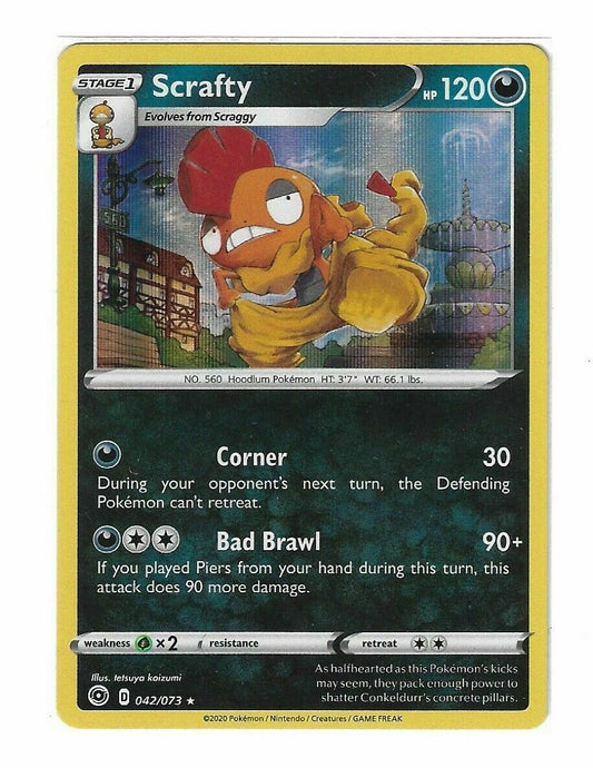 Pokémon Champion's Path Scrafty HOLO Rare #42/73 NM FRESH PULL