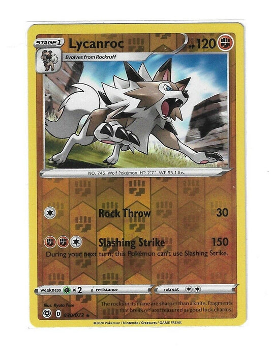 Pokémon Champion's Path Lycanroc REVERSE HOLO RARE #30/73 NM FRESH PULL