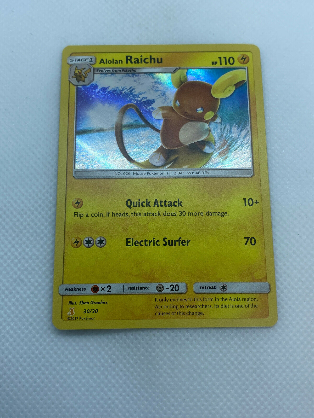 Pokémon TCG Sun & Moon Trainer Kit: Alolan Raichu Promo 2017 Holo 30/30 NM