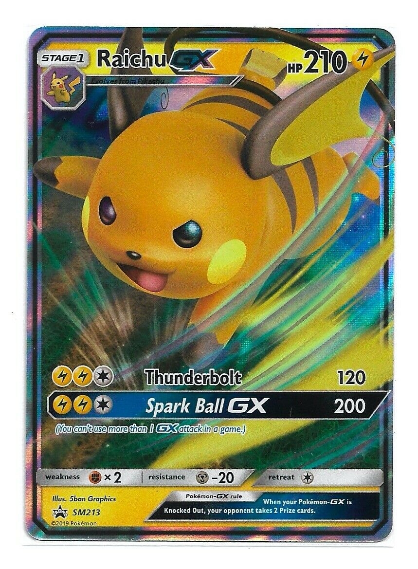 Pokémon Hidden Fates Black Star Promo Raichu GX HOLO SM213