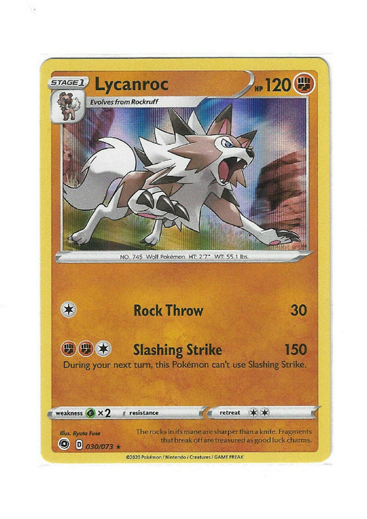 Pokémon Champion's Path Lycanroc HOLO RARE #30/73 NM FRESH PULL