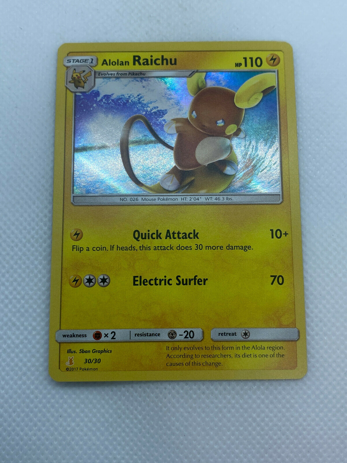 Pokémon TCG Sun & Moon Trainer Kit: Alolan Raichu Promo 2017 Holo 30/30 NM