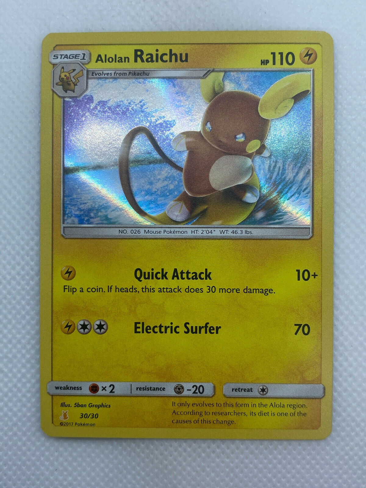 Pokémon TCG Sun & Moon Trainer Kit: Alolan Raichu Promo 2017 Holo 30/30 NM