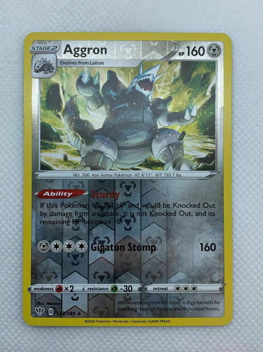 Pokémon Sword & Shield Darkness Ablaze Reverse HOLO Rare Aggron #123/189