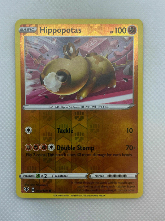 Pokémon Sword & Shield Darkness Ablaze Reverse HOLO Common Hippopotas #093/189