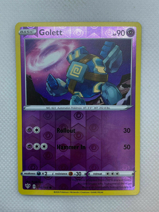 Pokémon Sword & Shield Darkness Ablaze Reverse HOLO Common Golett #076/189 NM