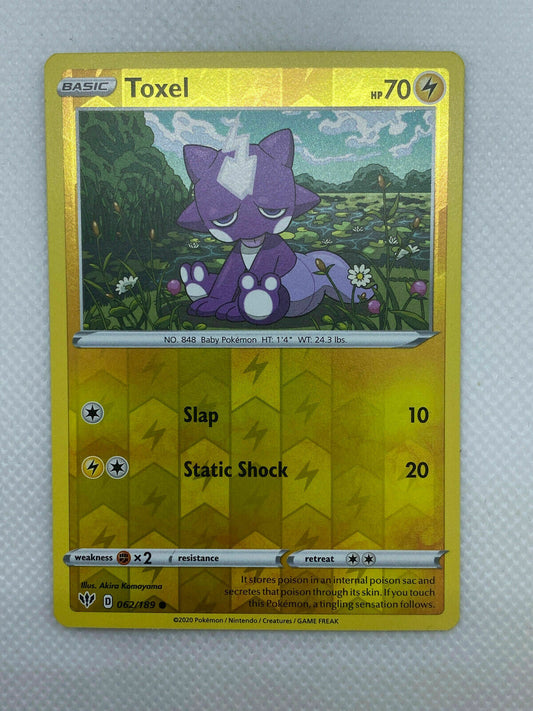 Pokémon Sword & Shield Darkness Ablaze Reverse HOLO Common Toxel #062/189