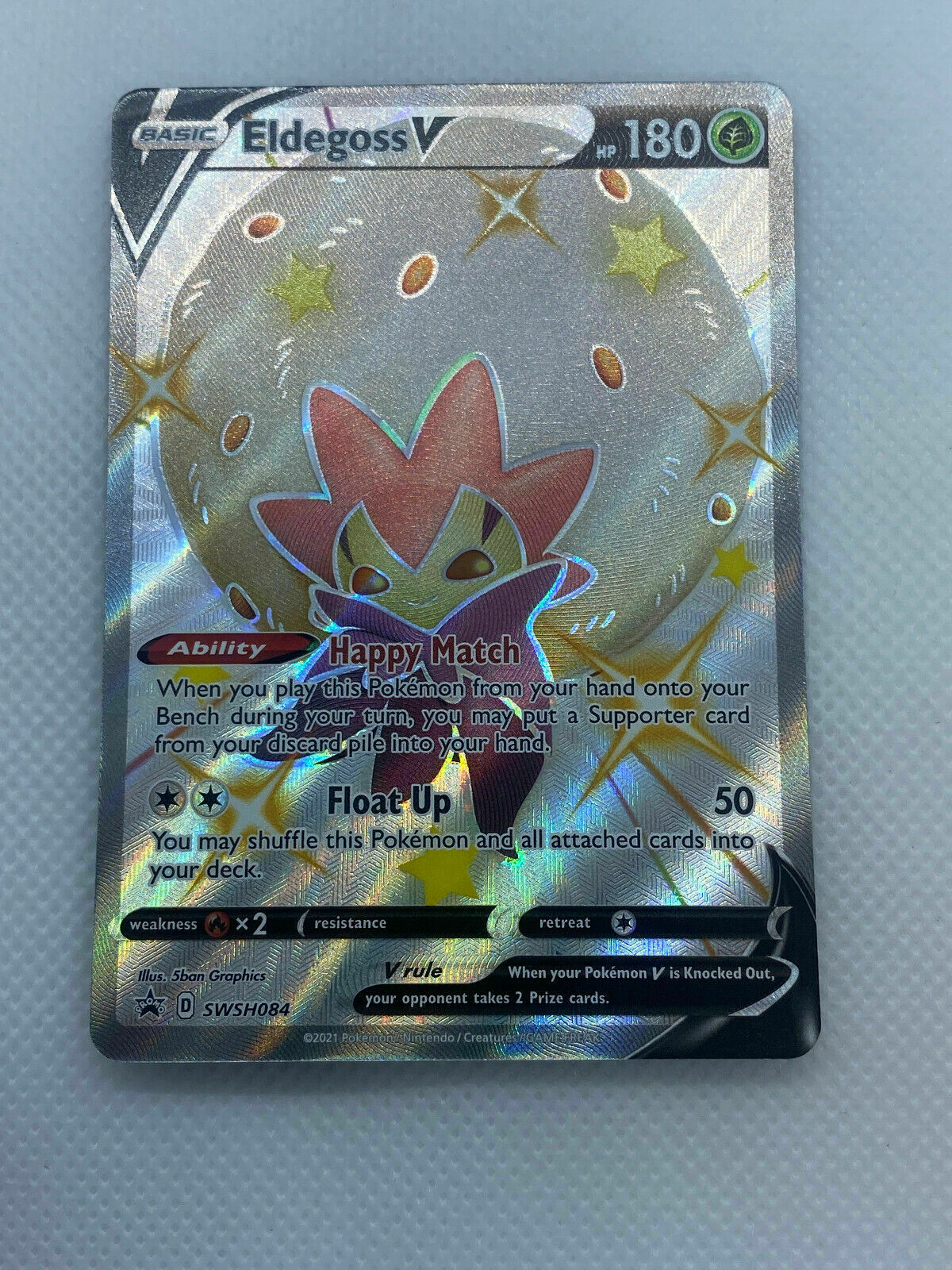 Pokémon Shining Fates Eldegoss V HOLO RARE SWSH085 PROMO NM FRESH PULL