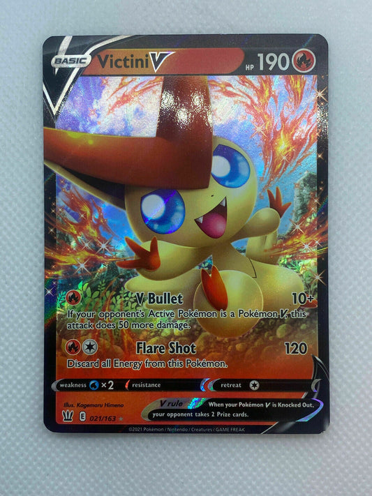 Pokémon Sword & Shield Battle Styles Victini V HOLO Rare #021/163 NM