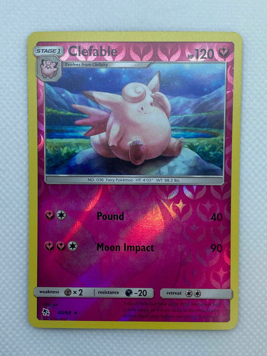 Pokémon Hidden Fates Reverse Holo Rare Clefable #40/68 Fresh Pull Near Mint