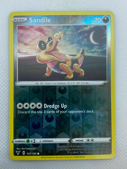 Pokémon Sword & Shield Vivid Voltage Sandile Reverse HOLO Common #107/185 NM