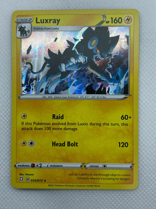 Pokémon Shining Fates Luxray 033/072 Holo RARE NM FRESH PULL