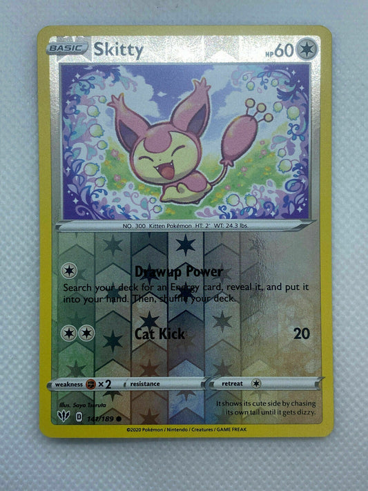 Pokémon Sword & Shield Darkness Ablaze Reverse HOLO Common Skitty #141/189 NM